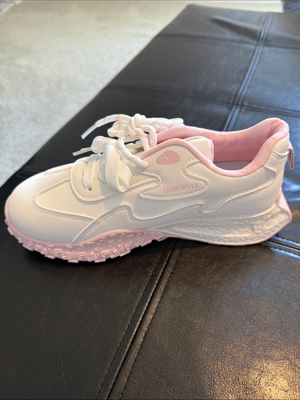 Women's White and Pink Athletic Sneakers